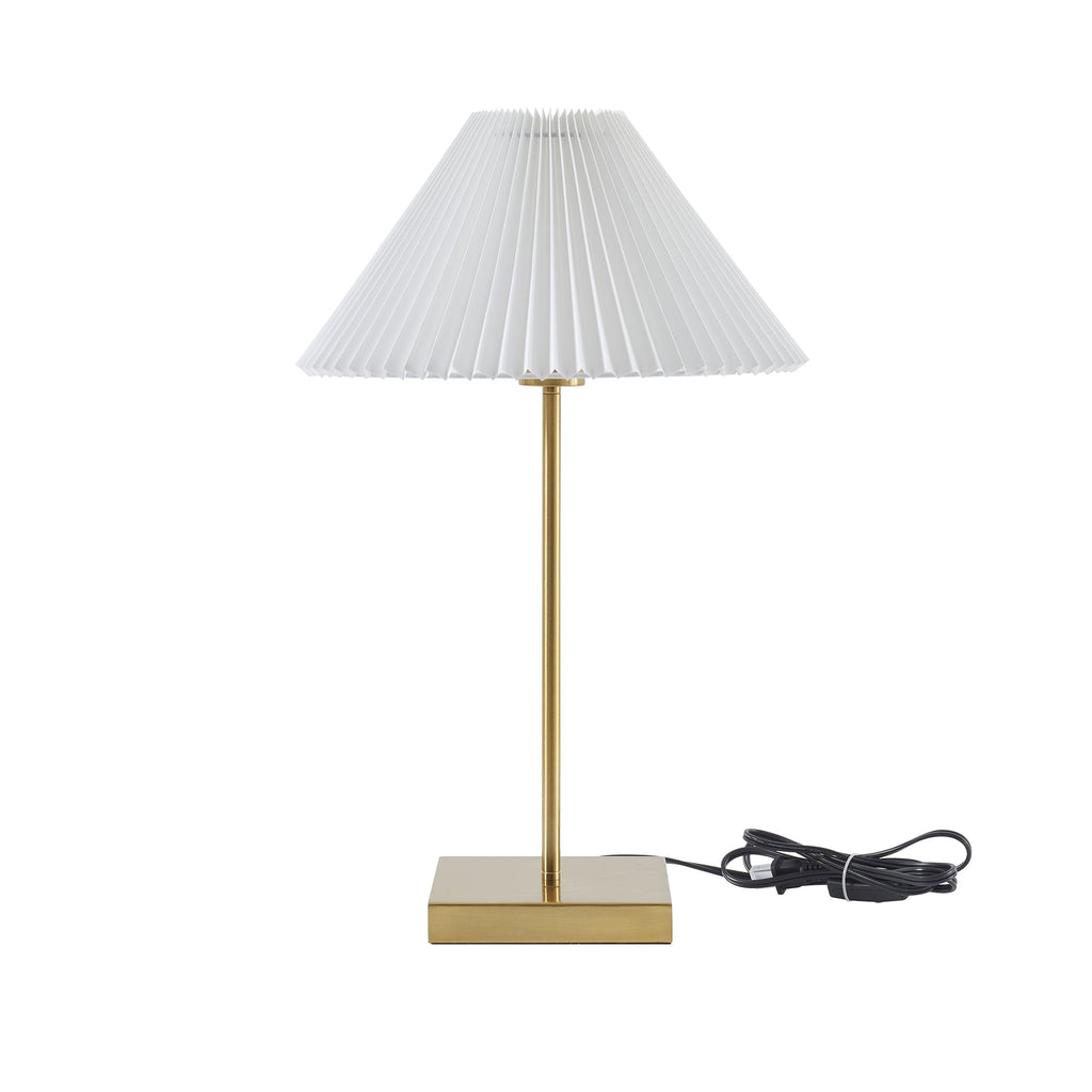 Velmora™ 21" Gold Brass Pleated Shade Table Lamp