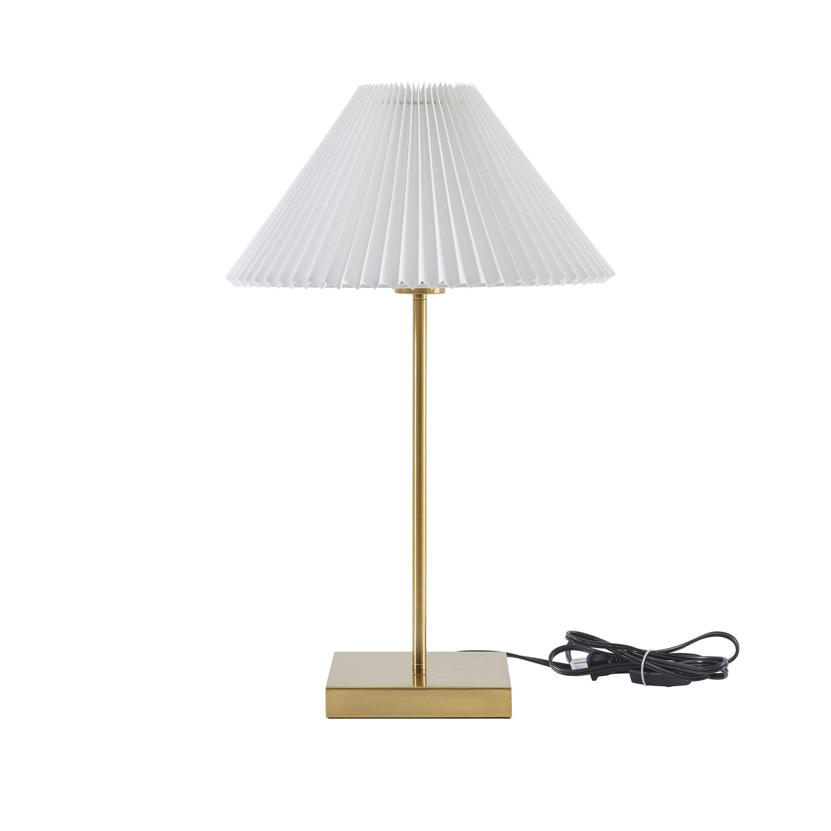 Velmora™ 21" Gold Brass Pleated Shade Table Lamp