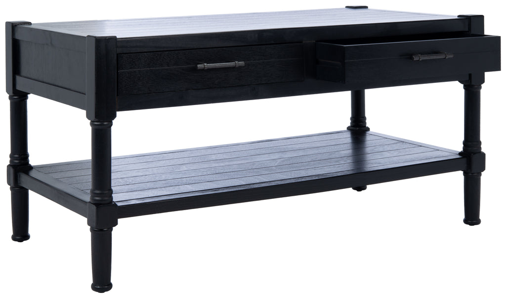Velmora™ Filbert Solid 2 Drawer Coffee Table, Black