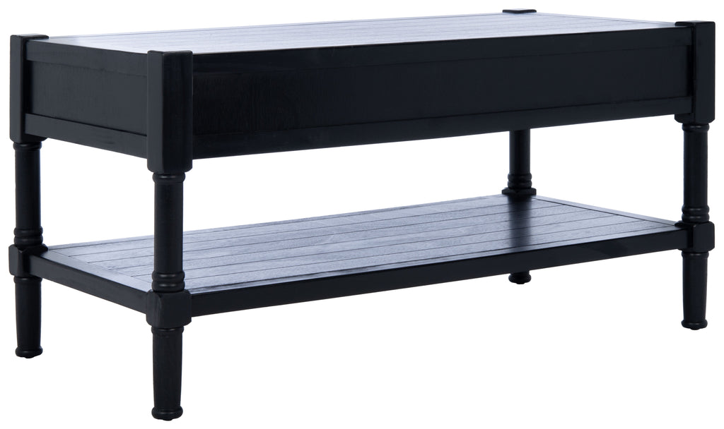 Velmora™ Filbert Solid 2 Drawer Coffee Table, Black
