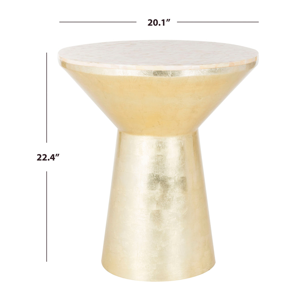 Velmora™ Fae Mosaic Modern Round Side Table, Pink Champagne/Gold