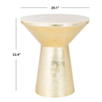 Velmora™ Fae Mosaic Modern Round Side Table, Pink Champagne/Gold