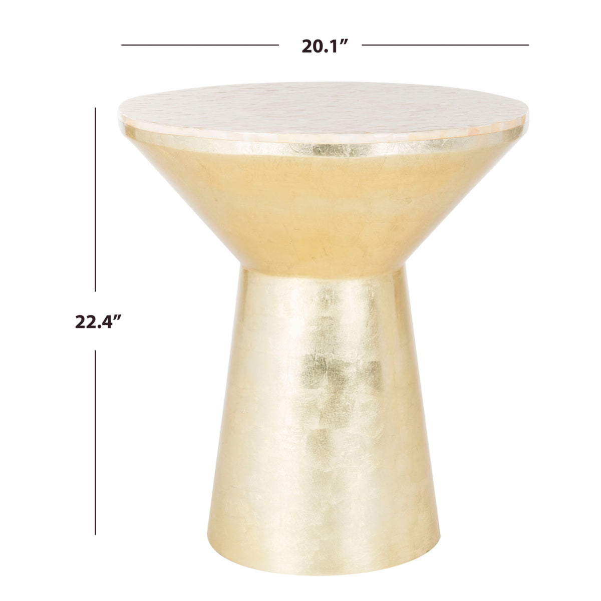 Velmora™ Fae Mosaic Modern Round Side Table, Pink Champagne/Gold
