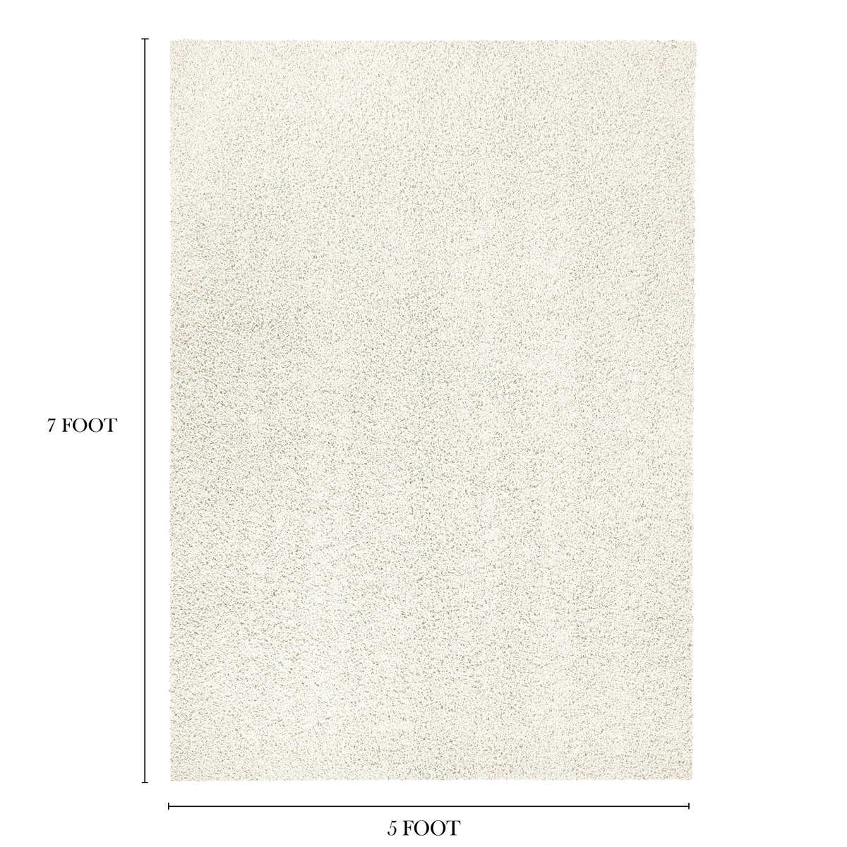 Velmora™ (2 pack) Traditional Solid Ivory Shag Indoor Area Rug, 5 ft x 7 ft