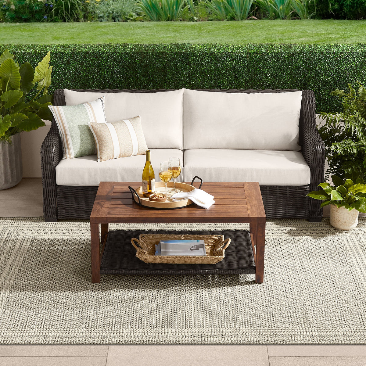 Velmora™ Bellamy Table, Dark Brown Wicker