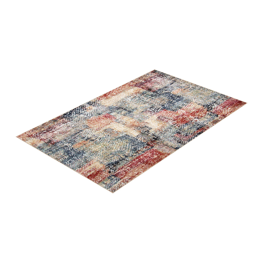 Velmora™ Modern Morgana Multi-Color 5 ft x 7 ft Olefin Area Rug with Frieze Accents