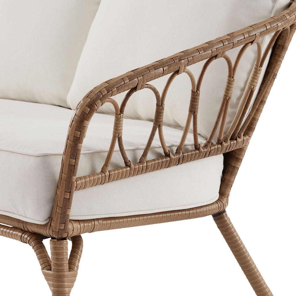 Velmora™ Willow Sage All-Weather Wicker Outdoor Loveseat and Ottoman Set, Beige