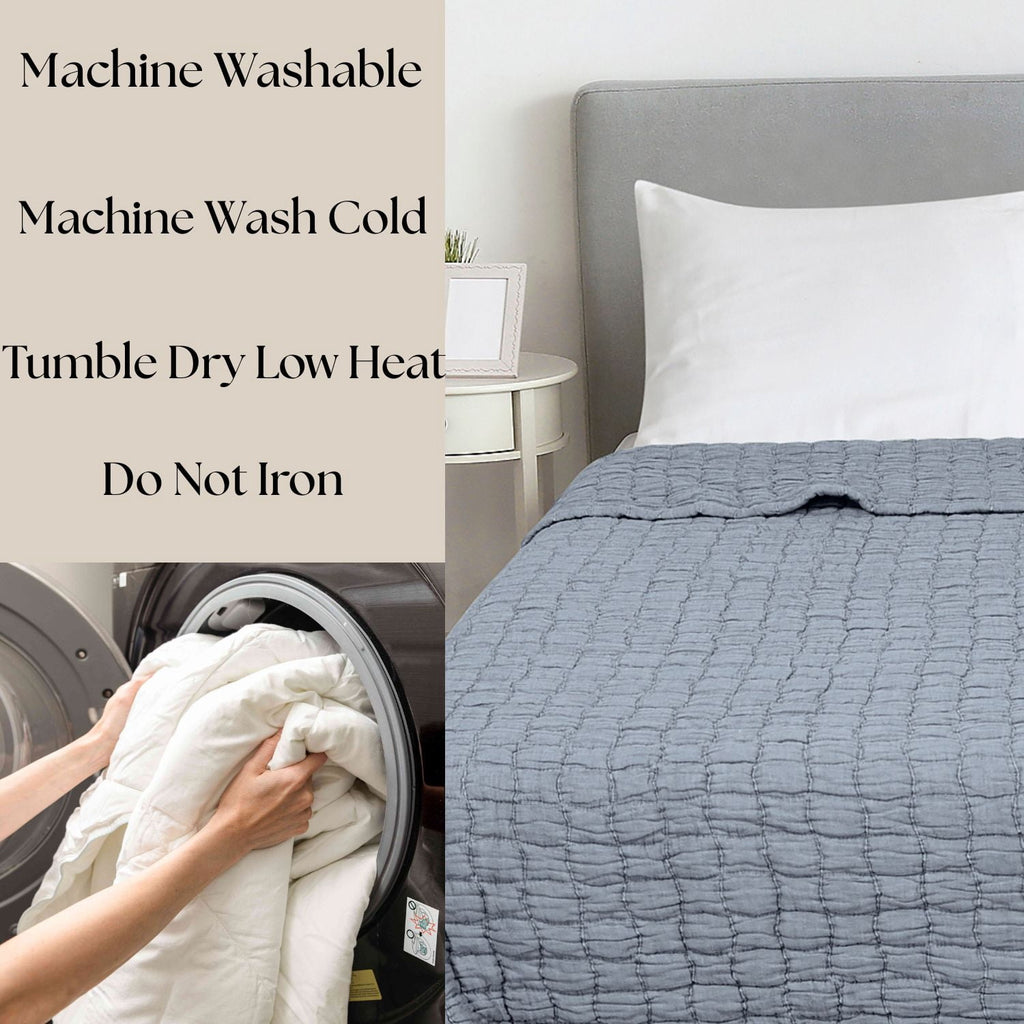 Velmora™ Check Matelasse Quilt, Washed Indigo, Full/Queen