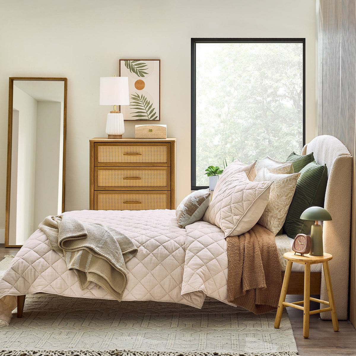 Velmora™ Diamond Gauze Quilt, Full/Queen, Beige Bedding