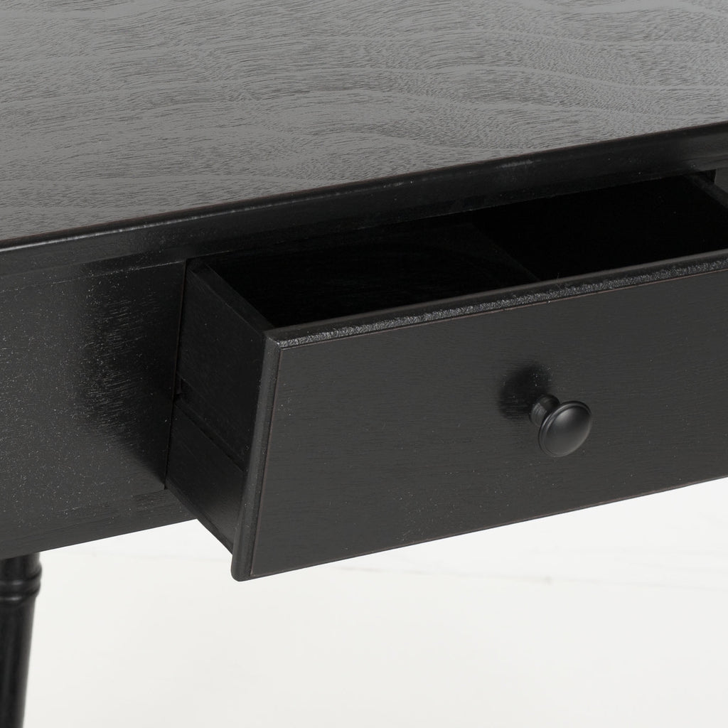Velmora™ Gomez Solid Casual Corner Table With Storage Drawer, Distressed Black