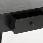Velmora™ Gomez Solid Casual Corner Table With Storage Drawer, Distressed Black