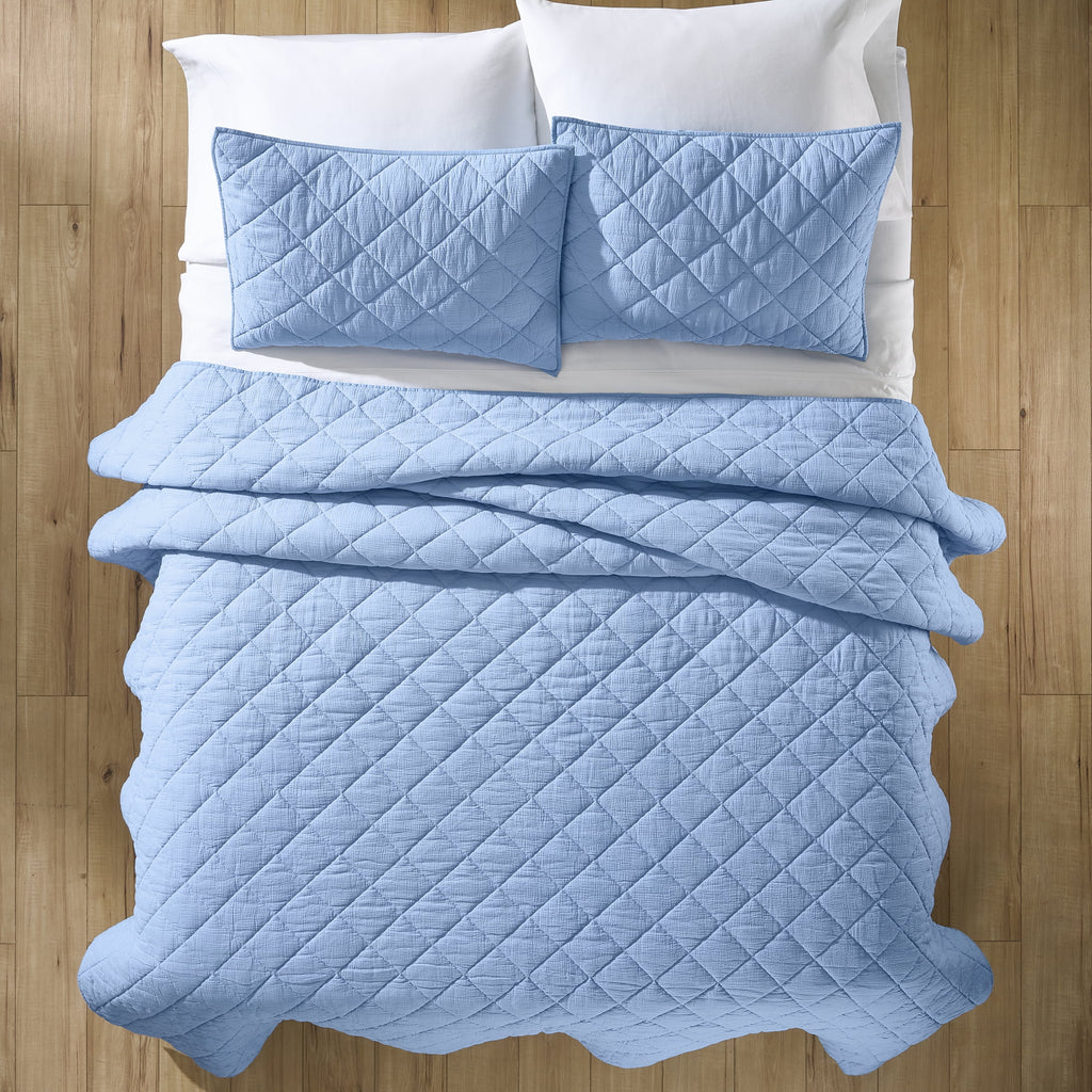 Velmora™ Diamond Gauze Quilt, Blue, Full/Queen, All Ages