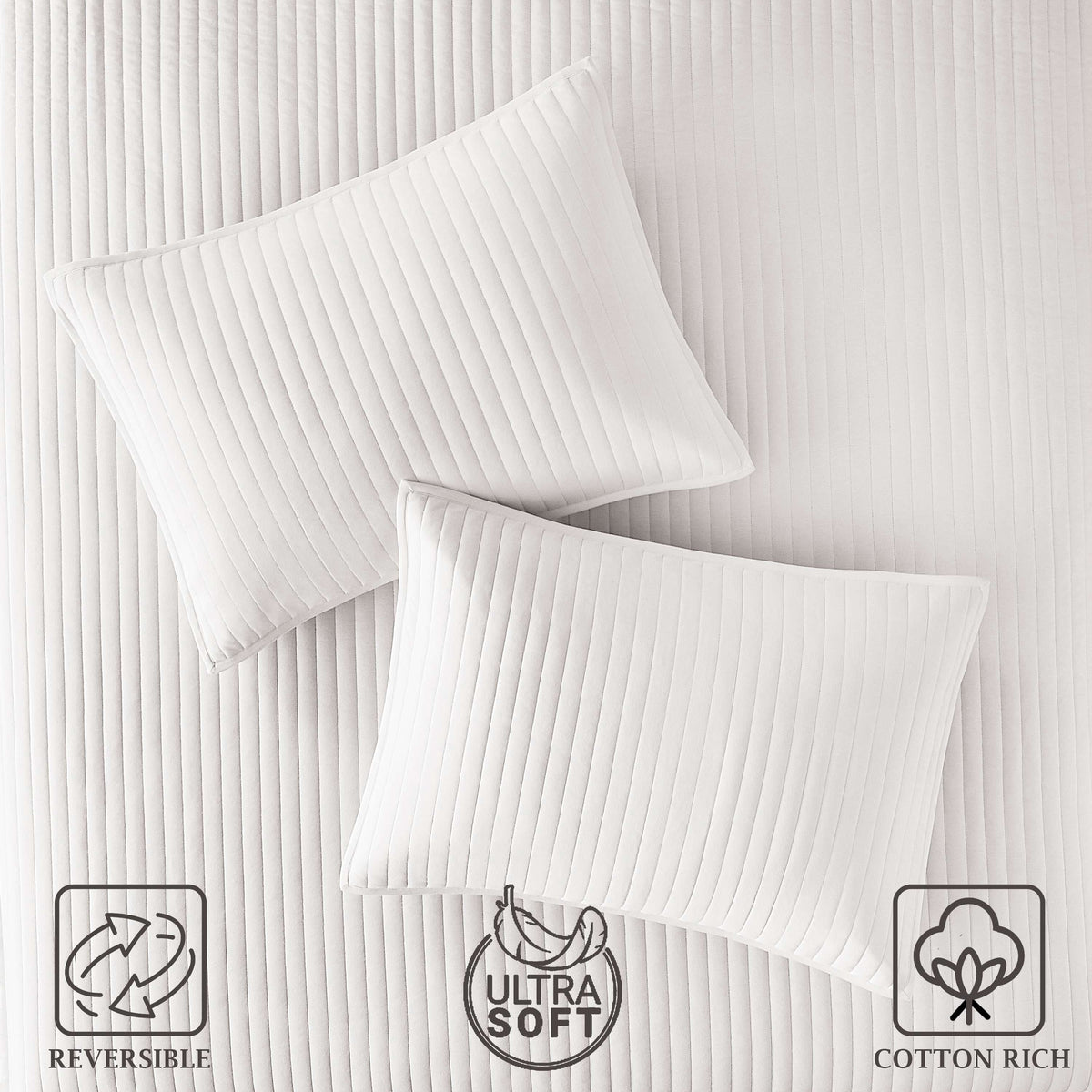 Velmora™ King Quilt - Off-White Soft Jersey, Cotton-Rich T-Shirt Soft, Reversible Bedding