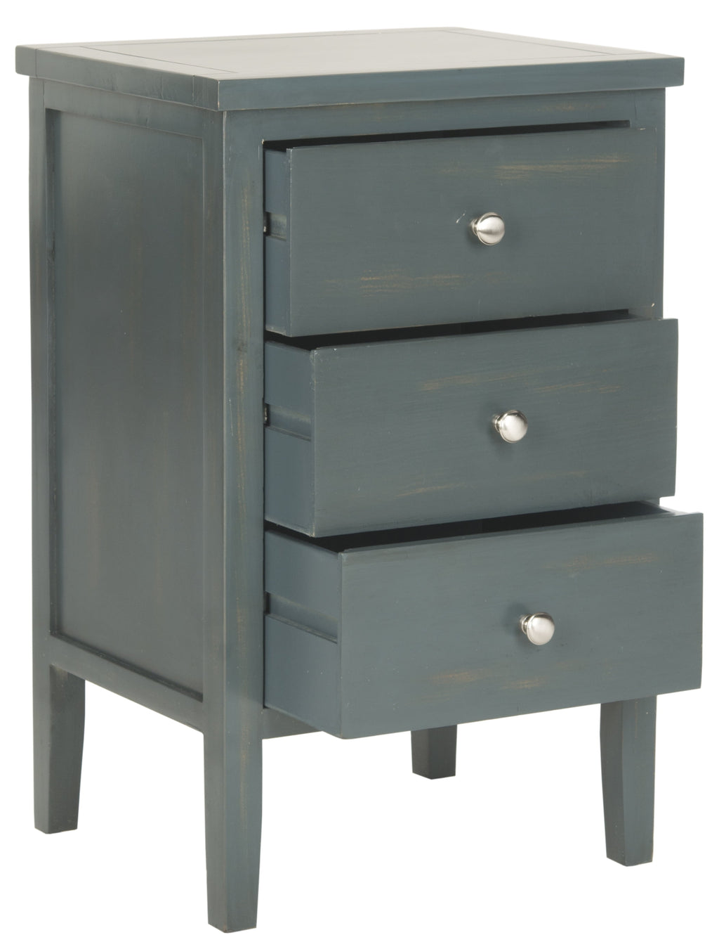 Velmora™ Deniz Classic End Table with 3 Storage Drawers, Steel Teal