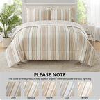 Velmora™ Bed in a Bag Bedding Set, 7 Piece, King, Beige Stripe