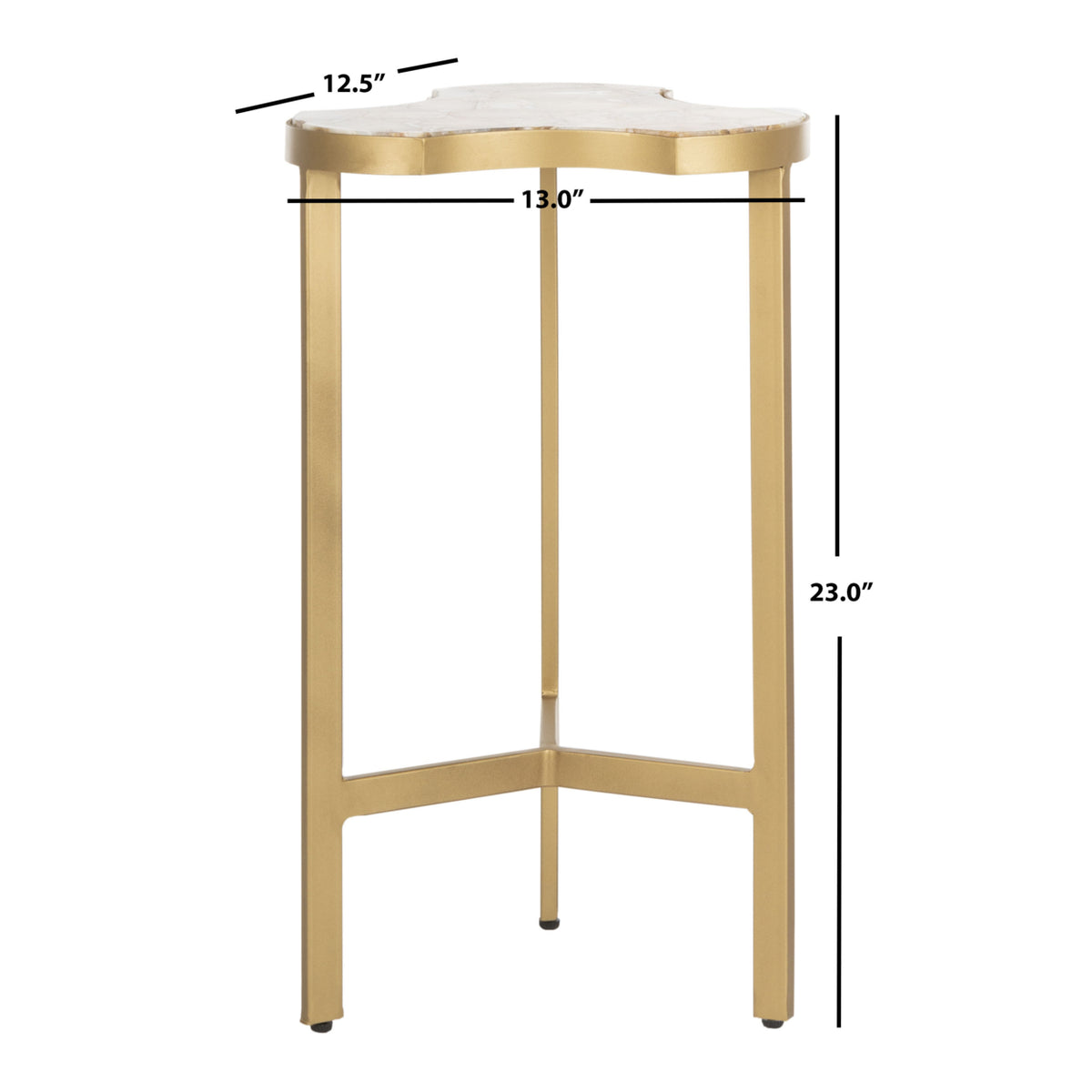 Velmora™ Suki Agate Modern Glam Tripod Accent Table, White/Gold