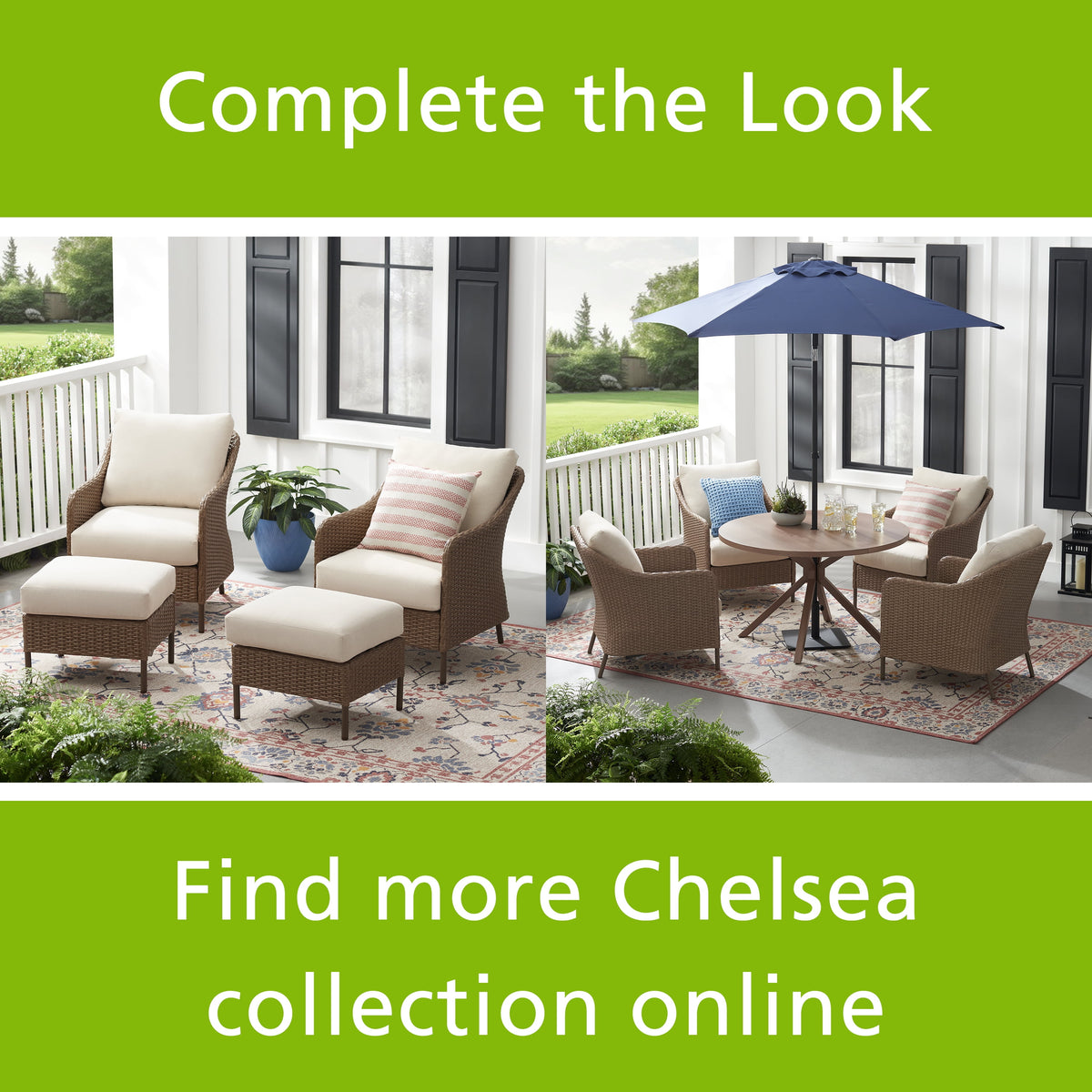 Velmora™ Chelsea Outdoor Patio 4-Piece Sectional Dining Set, Blue