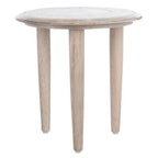 Velmora™ Rehnuma Bohemian Carved Side Table, White Wash
