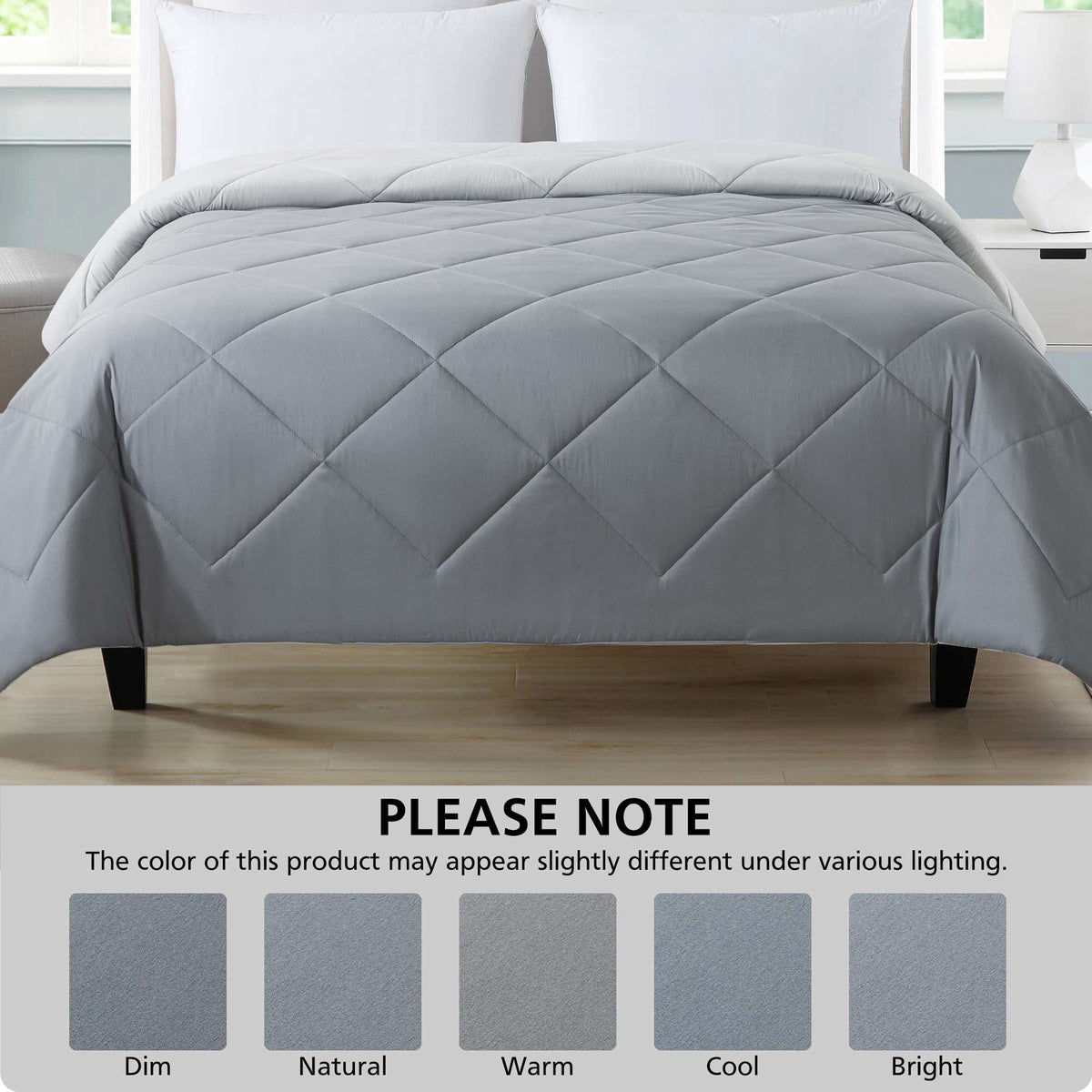 Velmora™ Reversible Microfiber Comforter, Grey, Full/Queen