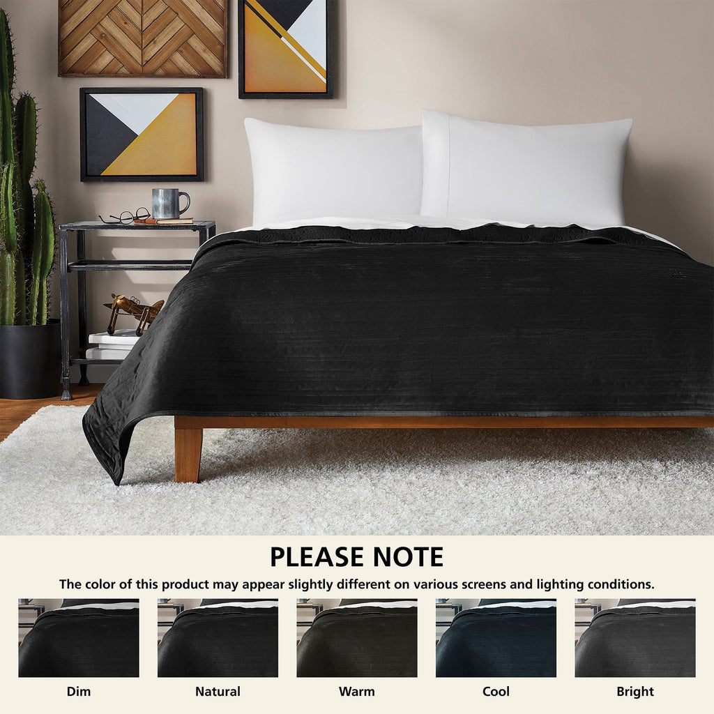 Velmora™ Velvet Stripe Quilt, King, Black