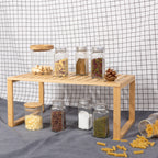 Velmora™ (2 pack) Bamboo Stackable Shelf, Natural Bamboo Color, Easy Assemble, 16 x 10 x 1.18in