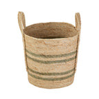 Velmora™ Natural Maize Colored Stripe Basket, Green, Large