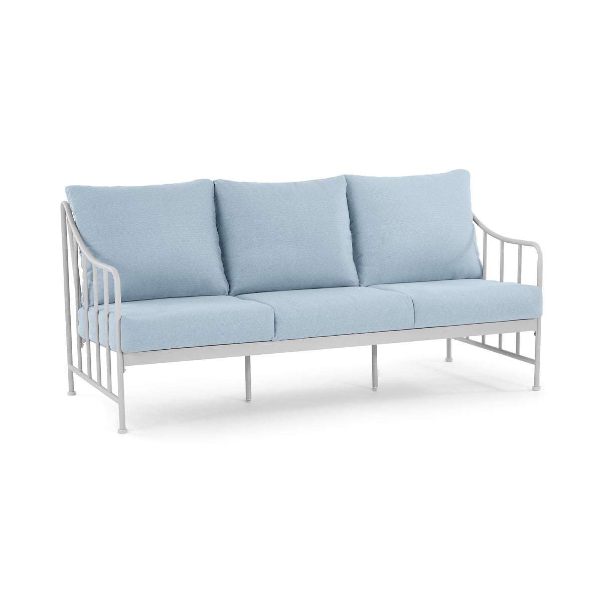 Velmora™ Aubrey Outdoor Metal Sofa with Blue Cushion