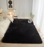 Velmora™ Cushion Shag Bedroom Rug For Adults, Black, 4'x6'