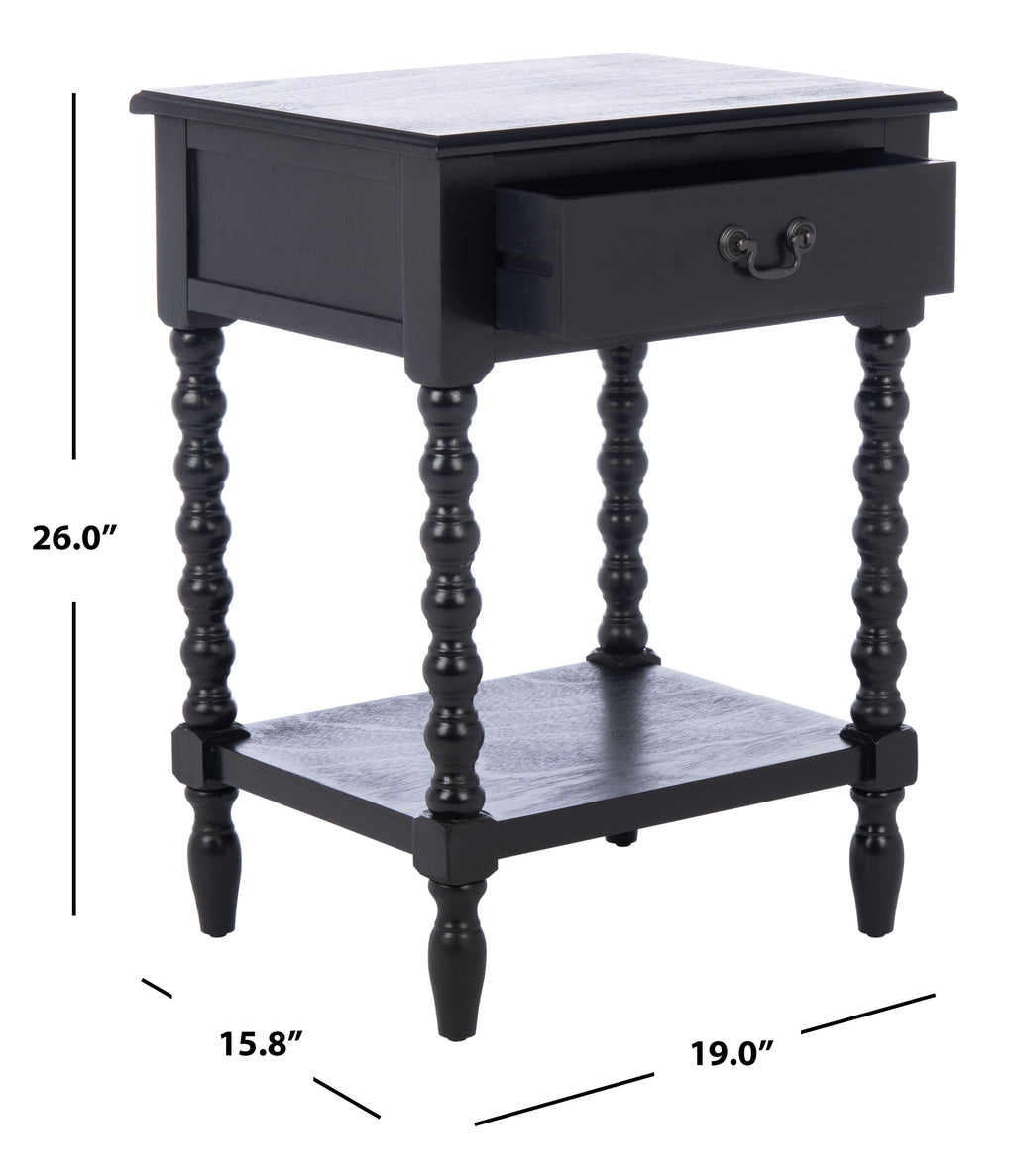 Velmora™ Athena Solid 1 Drawer Accent Table, Black