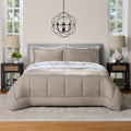 Velmora™ Bed in a Bag Bedding Set, 7 Piece, King, Beige Stripe