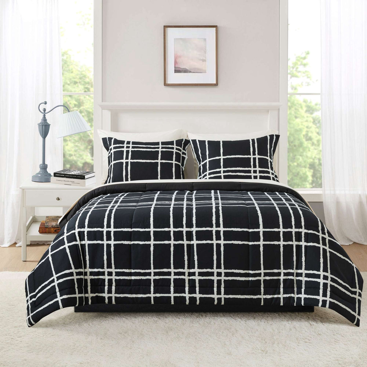 Velmora™ Bed in a Bag Bedding Set, 7 Piece, King, Beige Stripe