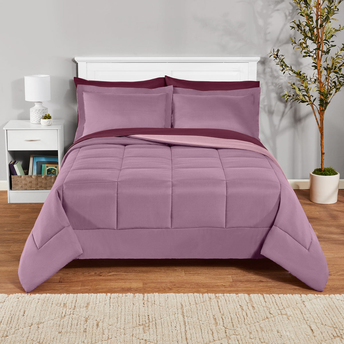Velmora™ Reversible 7-Piece Bed-in-a-Bag Bedding Set, Queen, Navy