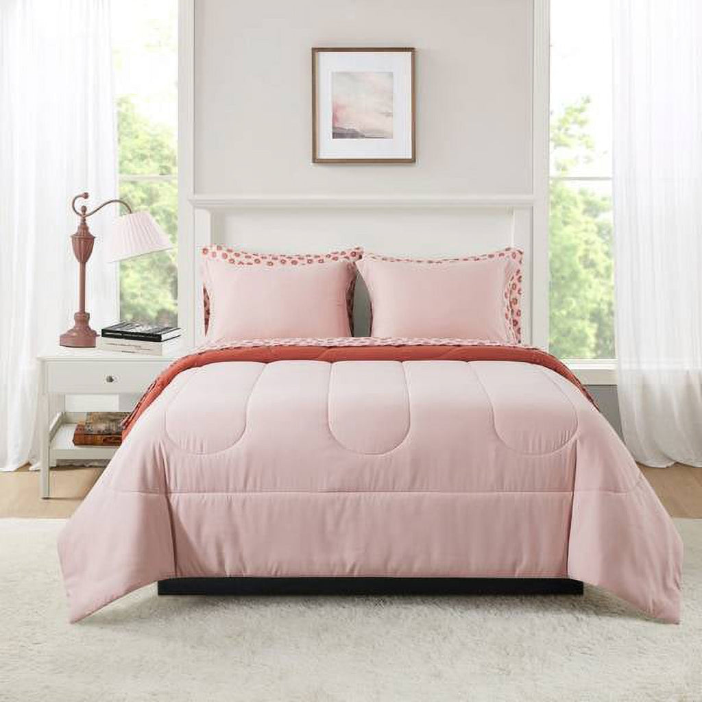 Velmora™ 7-Piece Reversible Bed-in-a-Bag Comforter Set with Sheets, Pink, King
