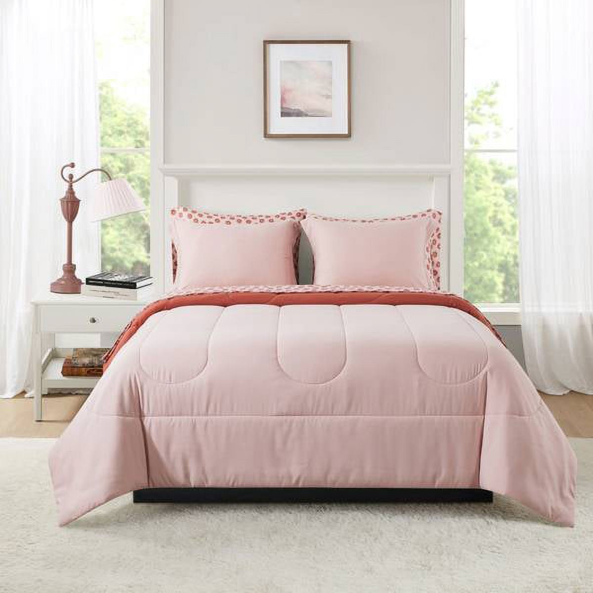 Velmora™ 7-Piece Reversible Bed-in-a-Bag Comforter Set with Sheets, Pink, King