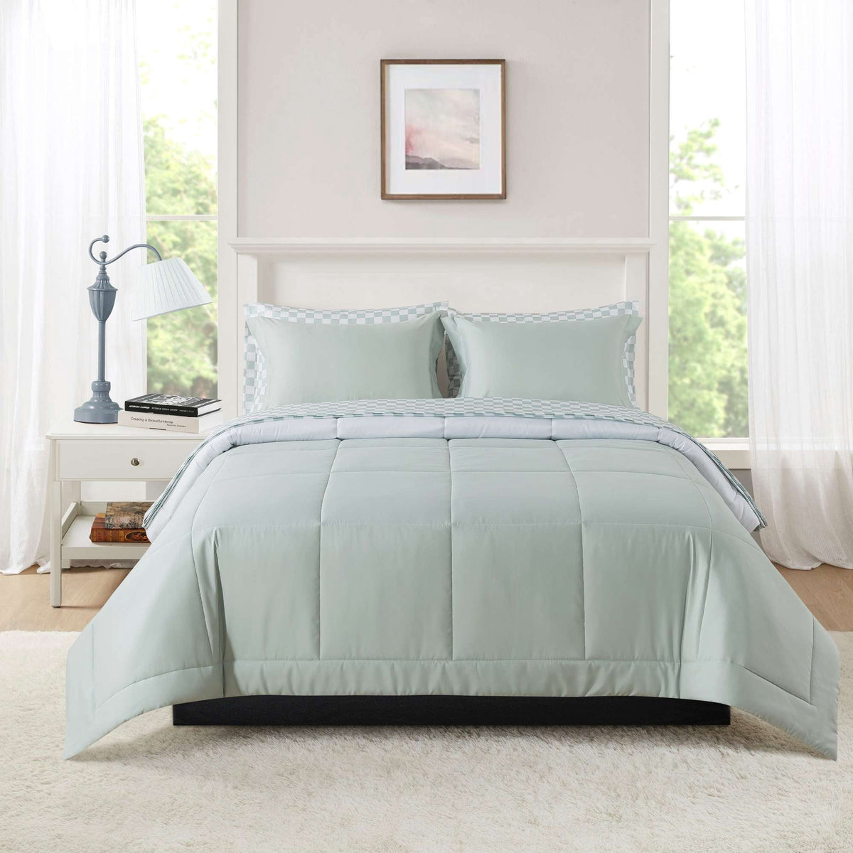 Velmora™ Bed in a Bag Bedding Set, 7 Piece, King, Beige Stripe