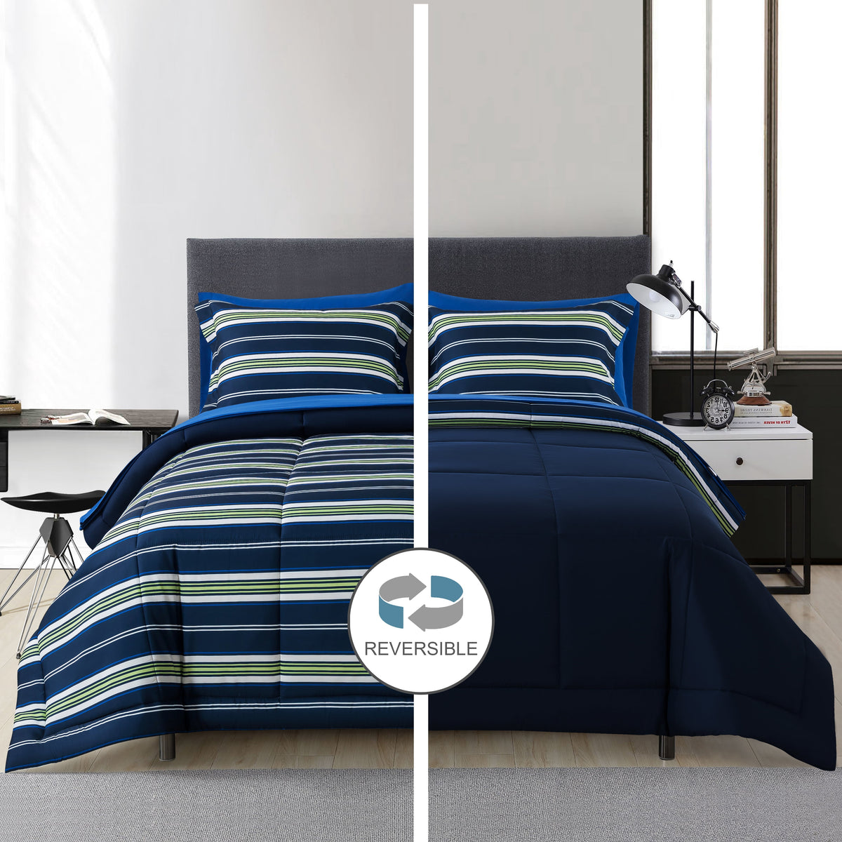 Velmora™ 5-Piece Reversible Bed in a Bag with Laundry Tote, Blue, Twin-XL