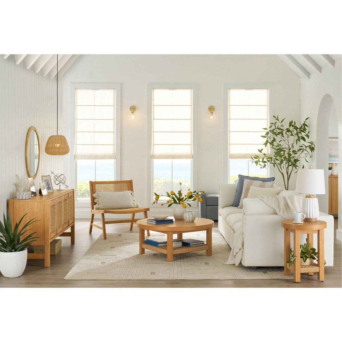 Velmora™ Vista Woven Accent Chair, Light Honey