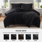 Velmora™ King Comforter Set, 5-Piece, All-Season, Black Cozy Plush