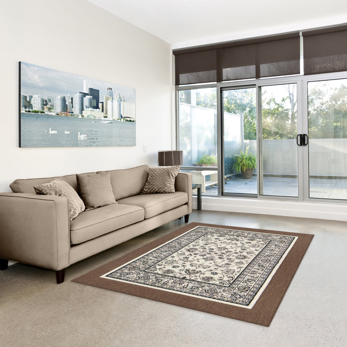 Velmora™ Cream Kashan Persian Faux Layered Indoor Area Rug, 5 ft x 7 ft