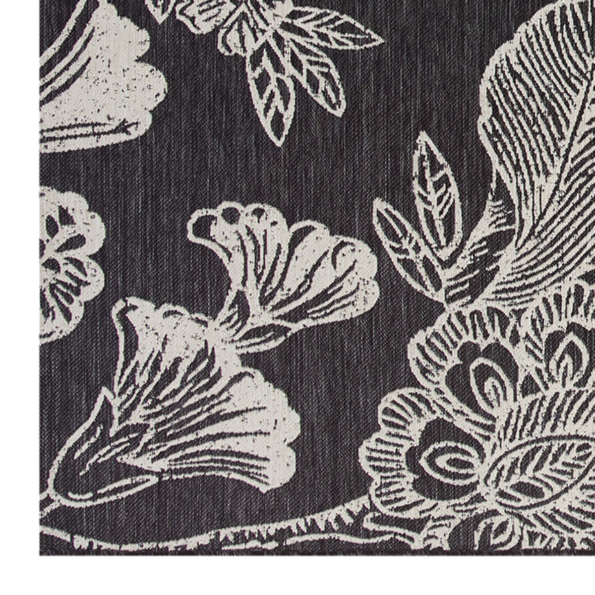 Velmora™ 7' x 10' Black & White Floral Outdoor Rug