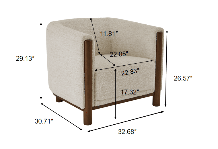 Velmora™ Adlin Accent Chair, Cream Boucle
