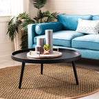 Velmora™ Fritz Modern Round Tray Top Coffee Table, Black