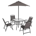 Velmora™ Albany Lane 6-Piece Steel Outdoor Patio Dining Set with Umbrella, Gray