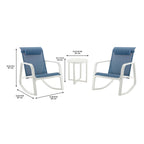 Velmora™ Dashwood Steel 3-Piece Rocker Outdoor Chat Set, Blue