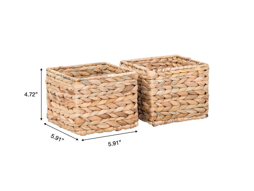 Velmora™ (2 pack) 3-Piece Natural Woven Water Hyacinth Decorative Storage Basket Set, Large Basket 16.14 in x 6.69 in x 5.9 in