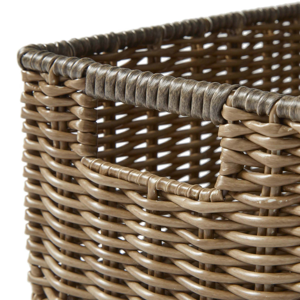 Velmora™ 2-Piece Poly Rattan Decorative Storage Basket Set, 13.5 in x 7.5 in x 5.5 in