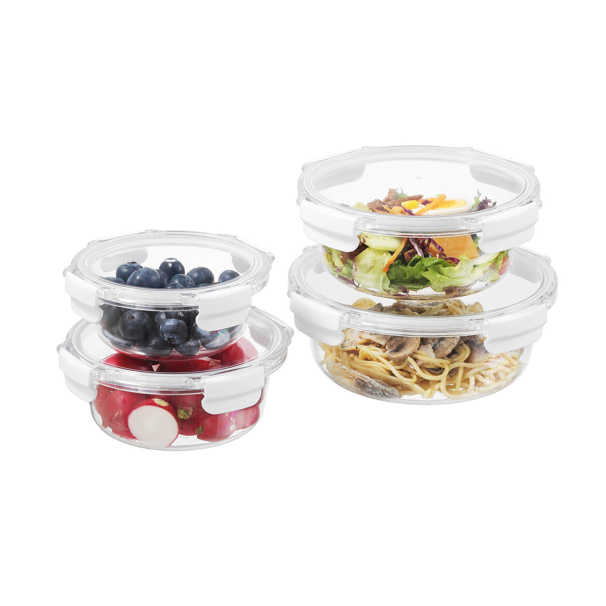 Velmora™ Round Tritan Food Storage Container with Tritan Lid. Set of 4, 8 Pieces