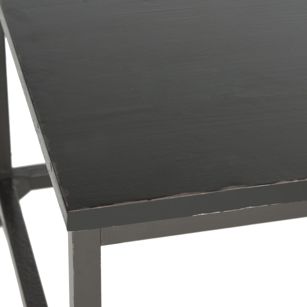 Velmora™ Alec Industrial Rustic Coffee Table, Distressed Black