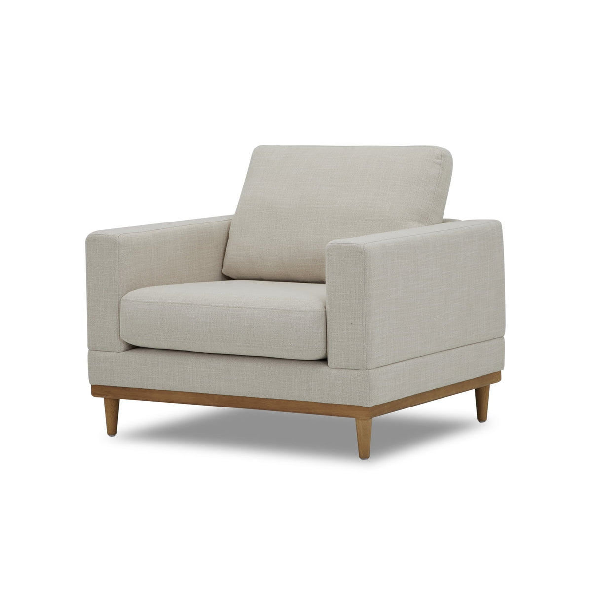 Velmora™ Springwood Wood Frame Accent Chair, Cream Linen