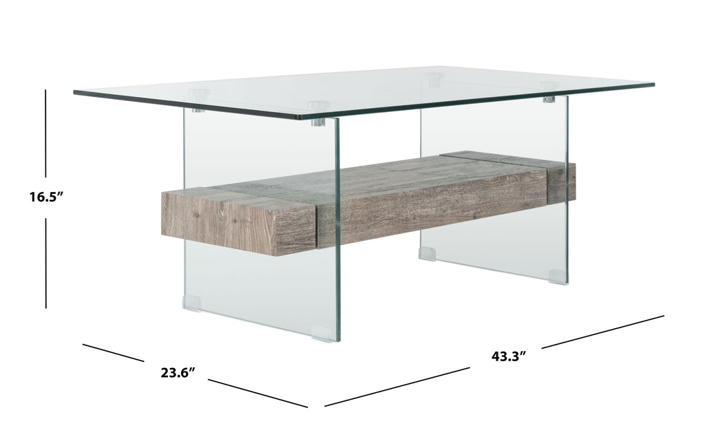 Velmora™ Kayley Retro 2 Tier Glass Coffee Table, Grey Oak